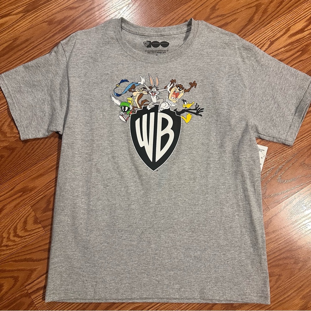 Warner Bros Gray 100th Anniversary Tee Looney Tunes Cotton NWT size XL